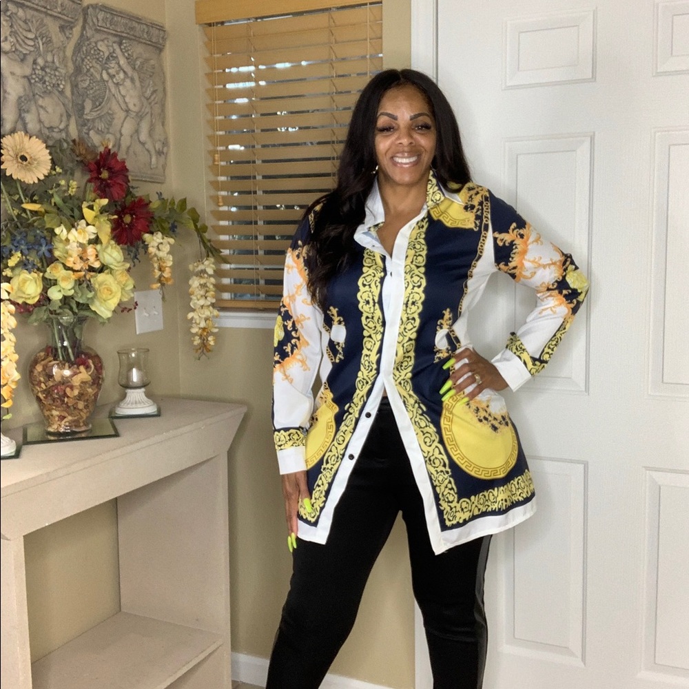 Vintage Print Dress Shirt